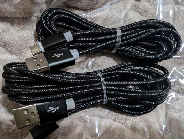 【2本】新品3m Type-C USB充電ケーブル ブラック スマホ充電コード