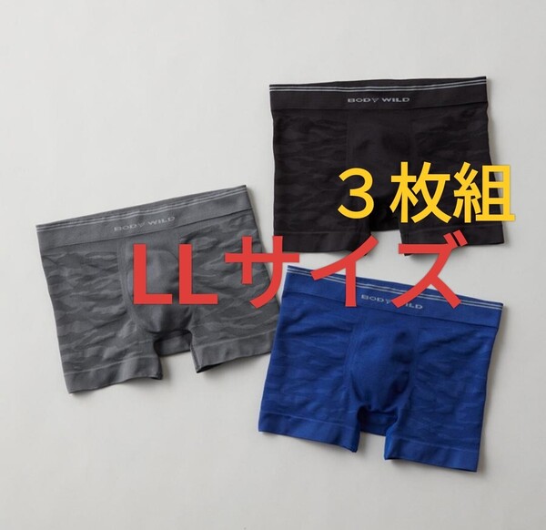 LLサイズ! BODY WILD 直営店限定【3D立体成型】3枚組 GUNZE 前閉じ 下着 ボクサーパンツ ボクサーブリーフ メンズ XL BODYWILD 日本製