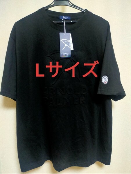 Lサイズ!送料無料!即決!Arnold Palmer 半袖 Tシャツ 黒色【ビッグロゴ ワッペン付き 】メンズ ゴルフウェア カジュアル 紳士用