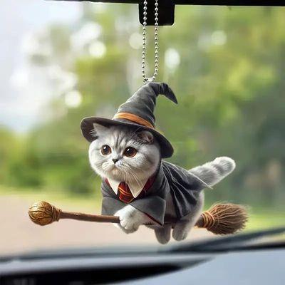 魔法使いの猫 ネコ ルームミラー キーホルダー 可愛い アクリル 14