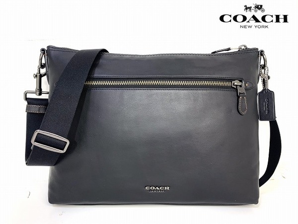 極美品★送料無料★ コーチ COACH メンズ グラハム レザー メッセンジャーバッグ ショルダーバッグ ブラック