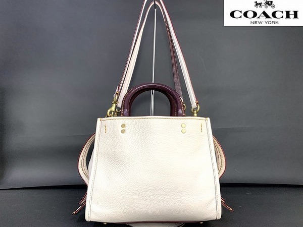 美品★送料無料★ コーチ COACH ローグ25 グラブタン レザー 2Way ショルダーバッグ ハンドバッグ トートバッグ