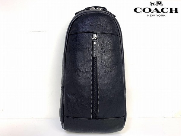 極美品★送料無料★人気モデル コーチ メンズ COACH オールレザー スリング パック ボディバッグ ブラック