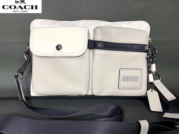 極美品★送料無料★ コーチ メンズ COACH シグネチャー 2WAY メッセンジャー バッグ クラッチバッグ ショルダーバッグ