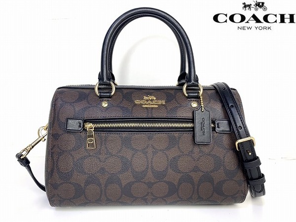 新品同様★ 送料無料★ コーチ COACH ラグジュアリー シグネチャー ローワン サッチェル 2Way ショルダーバッグ ハンドバッグ