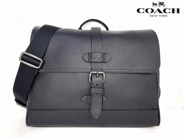 極美品★送料無料★ コーチ メンズ COACH ハドソン ナチュラル ペブルド レザー メッセンジャーバッグ ショルダーバッグ ビジネスバッグ