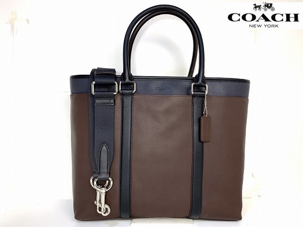 極美品★送料無料★ コーチ メンズ COACH カラーブロック レザー 2Way ショルダーバッグ トートバッグ ビジネスバッグ