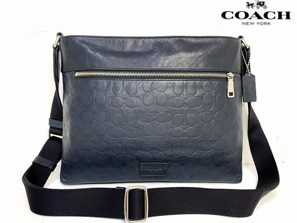 良品★送料無料★ コーチ メンズ COACH シグネチャー レザー クロスボディー ショルダーバッグ 斜め掛け 71651