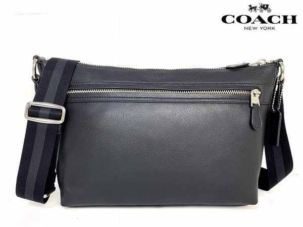極美品★送料無料★人気モデル コーチ メンズ COACH チャールズ レザー クロスボディ ショルダーバッグ ブラック