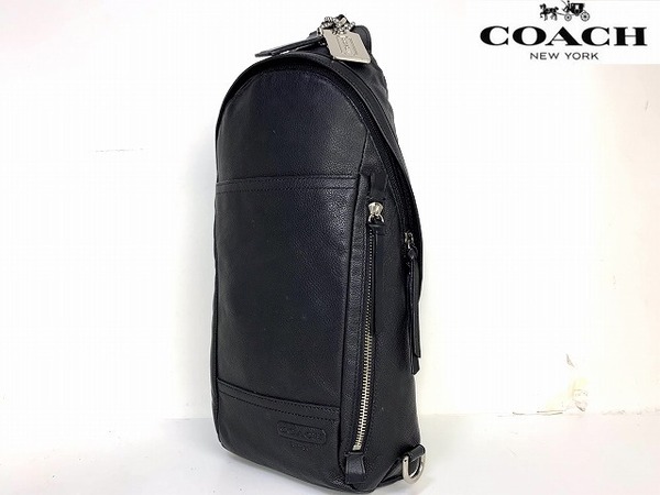 美品★送料無料★ コーチ メンズ COACH レザー トンプソン コンバーチブル スリング パック ボディバッグ ブラック