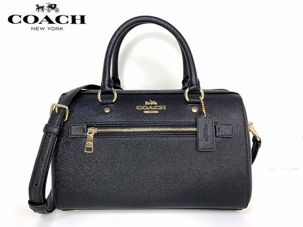 極美品★送料無料★ コーチ COACH ラグジュアリー レザー ローワン サッチェル 2Way ショルダーバッグ ハンドバッグ ブラック