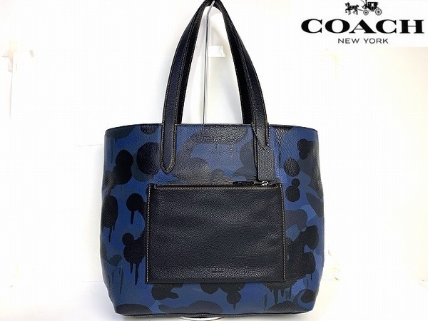 極美品★送料無料★ コーチ メンズ COACH ワイルド ビースト カモフラージュ ペブルド レザー トートバッグ 肩掛け可能