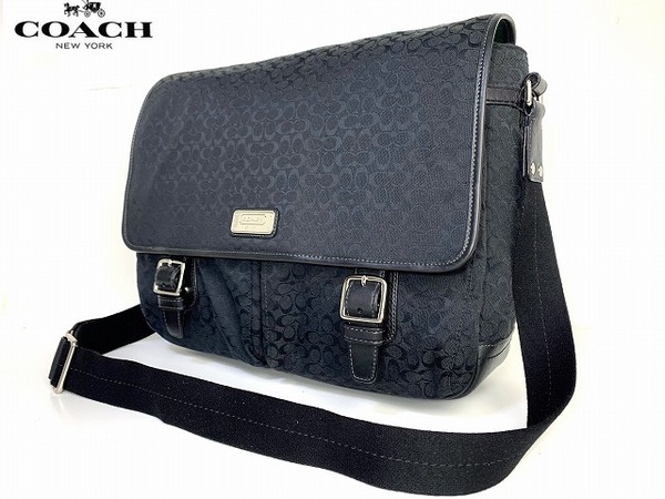 美品★送料無料★ コーチ メンズ COACH シグネチャー ショルダーバッグ メッセンジャーバッグ 斜め掛け