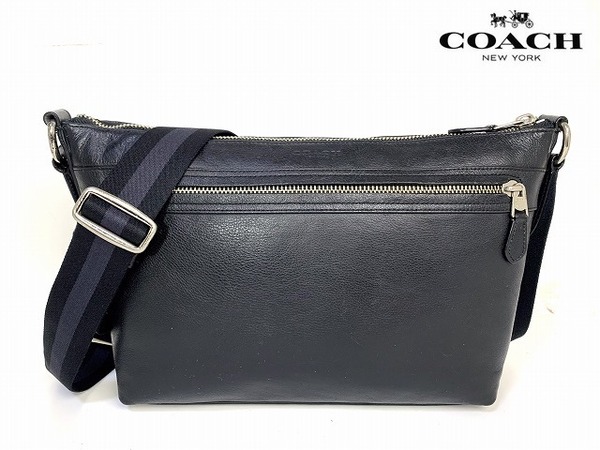 送料無料★人気モデル コーチ メンズ COACH チャールズ レザー クロスボディ ショルダーバッグ ブラック