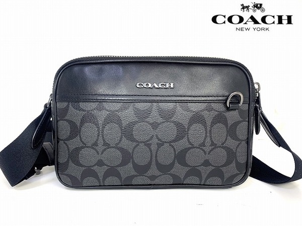 美品★送料無料★ コーチ メンズ COACH グラハム シグネチャー クロスボディー ショルダーバッグ