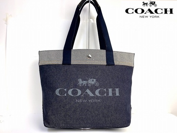 新品同様★送料無料★ コーチ COACH ホース アンド キャリッジ デニム トートバッグ 肩掛け可能