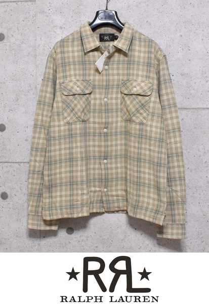 【送料無料】新品 RRL Ralph Lauren CAMP LONG SLEEVE SPORT SHIRT COTTON M ダブルアールエル ネルシャツ
