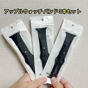 アップルウォッチ ラバーバンドML38/40/41mm シリコン黒色 HB0082
