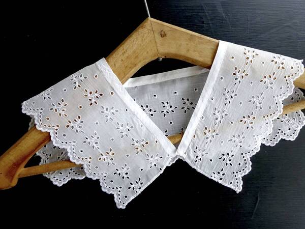 フランス つけ襟 レース 刺繍 トリム 綿レース クロッシェ ニードル バテン タティング 装身具 アンティーク