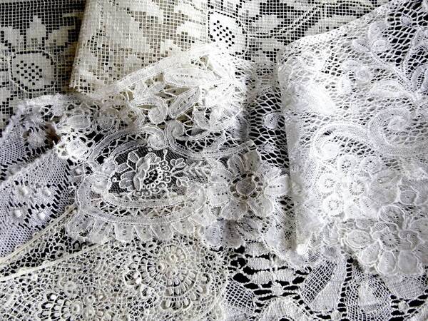 フランス レース 6点 刺繍 トリム 綿レース クロッシェ ニードル バテン タティング アンティーク a12