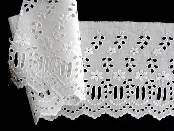 フランス 太レース 刺繍 トリム 綿レース クロッシェ ニードル バテン スカラップ 装身具 アンティーク