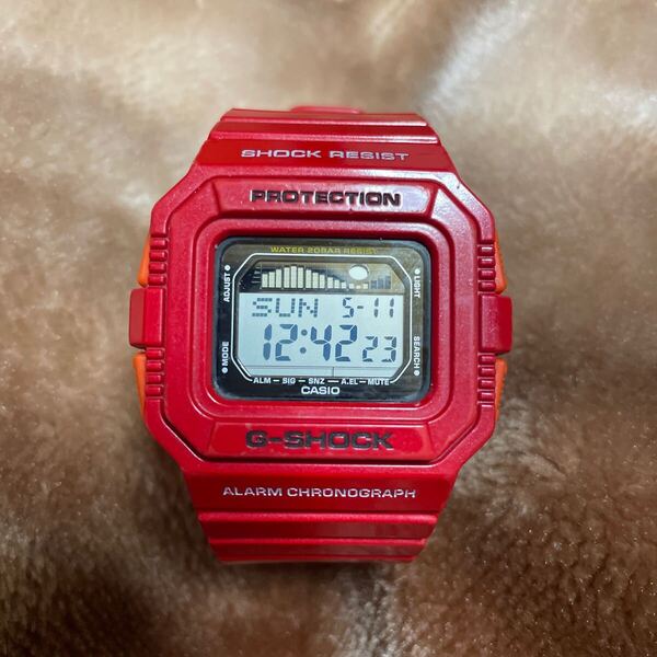 送料無料 GLX-5500A-4JF G-SHOCK タイドグラフ ムーンデータ G-LIDE CASIO レッド デジタル Gライド Gショック