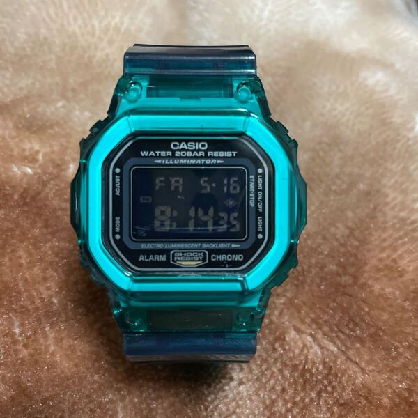 送料無料 DW-5600FS ベルベゼ交換品 G-SHOCK CASIO グリーン スケルトン 透明 スピード クリア カスタム パーツ 緑