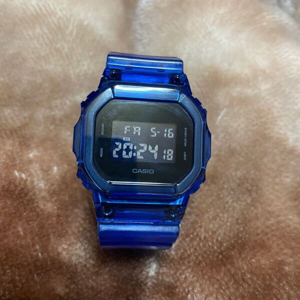 送料無料 DW-5600BB ベルベゼ交換品 G-SHOCK CASIO ブルー スケルトン 透明 スピード クリア カスタム パーツ 青 反転液晶