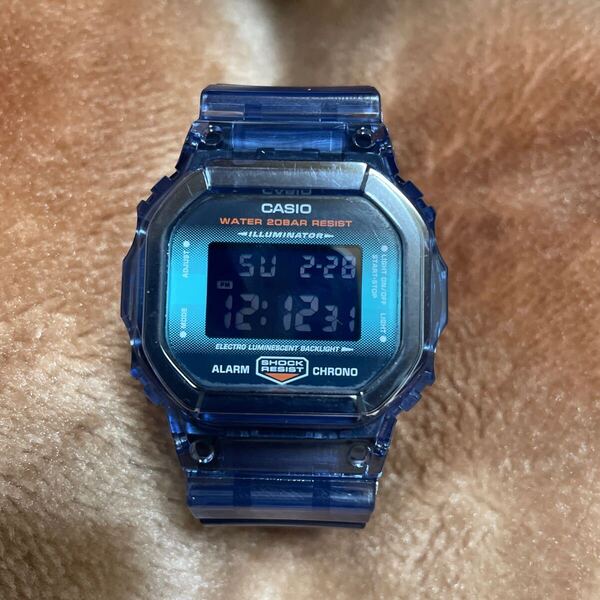 送料無料 DW-5600CC ベルベゼ交換品 G-SHOCK CASIO ブルー スケルトン 透明 スピード クリア カスタム パーツ 青
