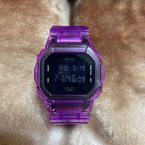 送料無料 DW-5600VT Urban Research コラボ ベルベゼ交換品 G-SHOCK CASIO パープル スケルトン 透明 スピード クリア カスタム パーツ 紫