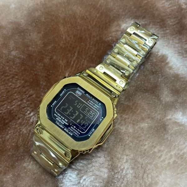 送料無料 フルメタル カスタム 電波タフソーラー Gショック ゴールド GW-M5610BC ベルベゼ交換品 G-SHOCK CASIO スピード マルチバンド6