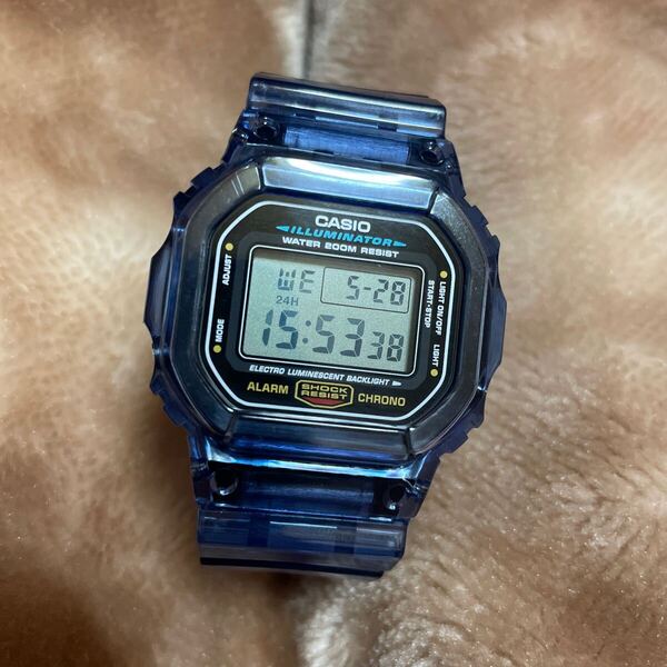 送料無料 DW-5600E ベルベゼ交換品 G-SHOCK CASIO ブルー スケルトン 透明 スピード クリア カスタム パーツ 青