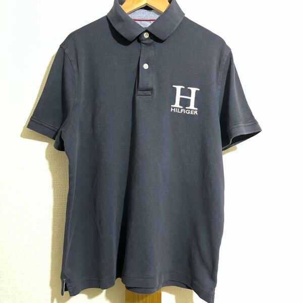 00年代 レディース トミーヒルフィガー 半袖 ポロシャツ S y2k ギャル 古着 ネイビー tommy hilfiger