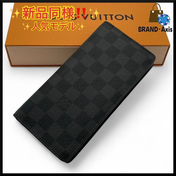 ★【新品同様】ルイヴィトン Louis Vuitton ダミエ グラフィット ポルトフォイユ・ブラザ 二つ折り長財布 メンズ N62665★