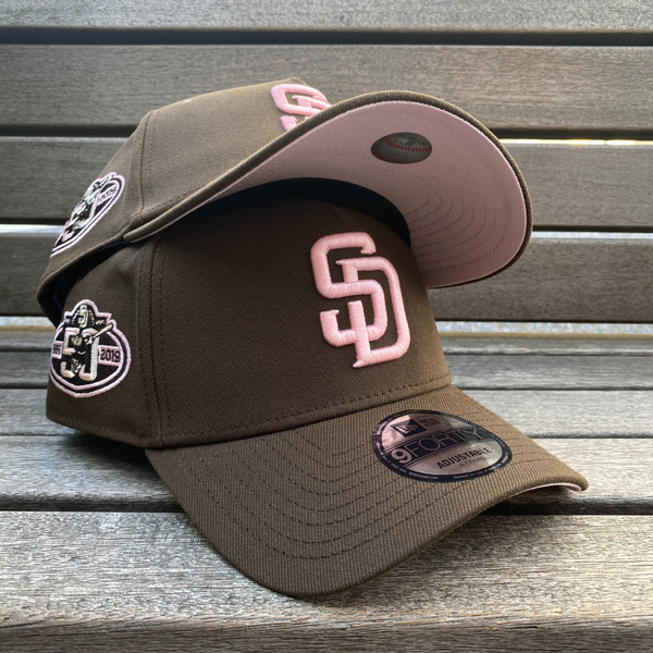 海外限定 Newera ニューエラ 9Forty Aフレーム MLB サンディエゴ パドレス SD Padres 茶 ピンク 50周年記念 キャップ USA正規品 (940-155)