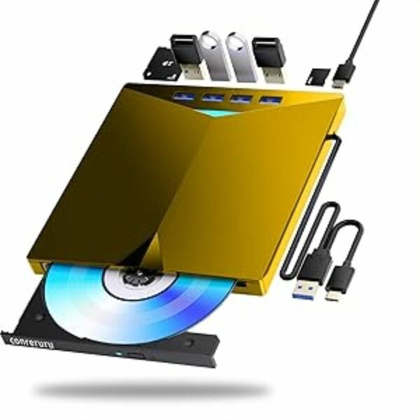 外付けDVD CDドライブ USB-A+Type-cインターフェイス対応