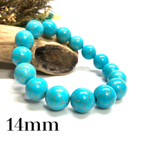 ターコイズ パワーストーン ブレスレット 14mm (シンプル) 開運 浄化 数珠ブレス メンズ 男性 プレゼント #2 14ミリ