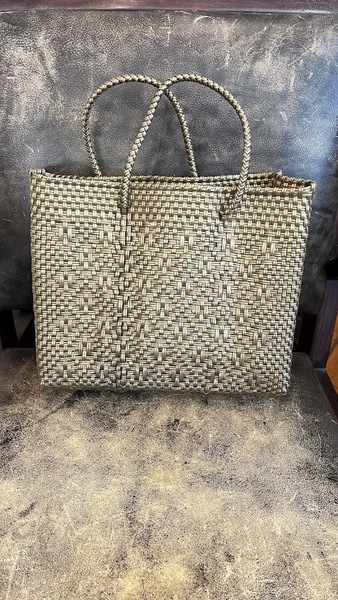 ★メキシコ ムーンバード社製 手編みメルカドバッグ・DIAMOND(S)★ゴールド系カラー かごバッグ