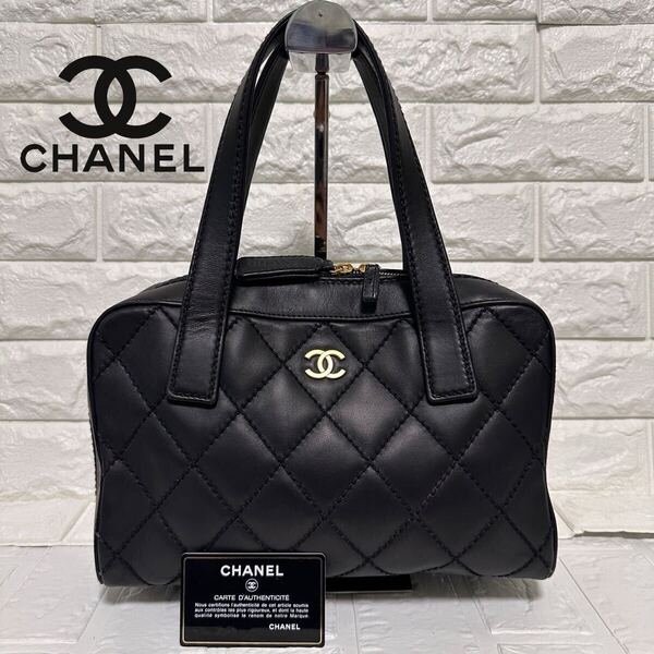CHANEL シャネル ワイルドステッチ マトラッセ ハンドバッグ ココマーク レザー ブラック トートバッグ