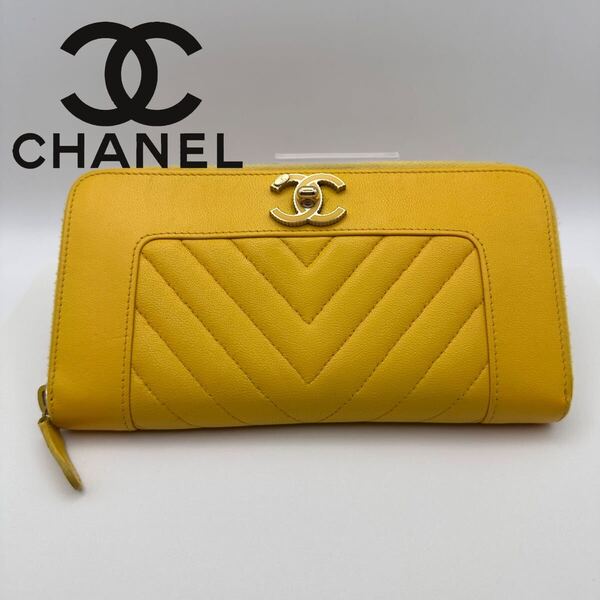 CHANEL シャネル 長財布 マドモアゼル Vステッチ ラウンドファスナー