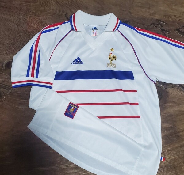 送料無料 1998-1999年 フランス代表 ONE STAR☆ adidas AWAY MADE IN UK 検/ FIFA WORLD CUP FRANCE 2nd ZIDANE ワールドカップ ジダン Y2K