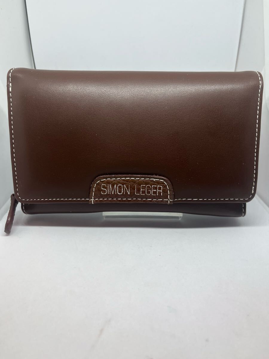 SIMON LEGER 二つ折り財布　ブラウン　レザー　ウォレット　メンズ　レデ