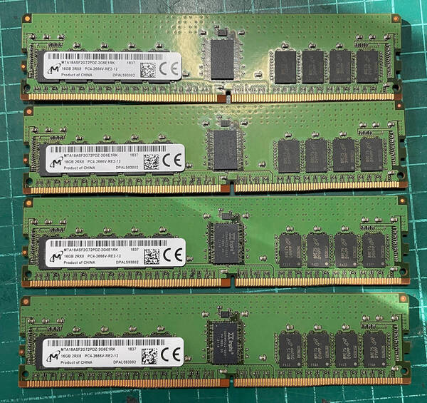 DDR4 16GB ×4枚 計 64GB 2Rx8 PC4-2666V-RE2-12 メモリ サーバー ワークステーション
