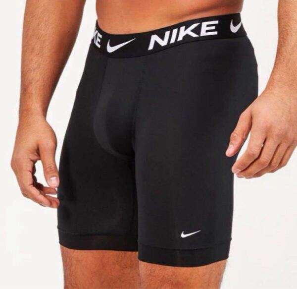 NIKE ナイキ ロングボクサー M(S) 黒 ブラック スポーツインナー ナイロンストレッチ ボクサーパンツ メンズインナー 男性パンツ