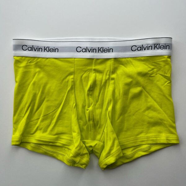 Calvin klein カルバンクライン メンズボクサー M(S) イエローグリーン ボクサーパンツ コットンストレッチ メンズインナー 男性下着