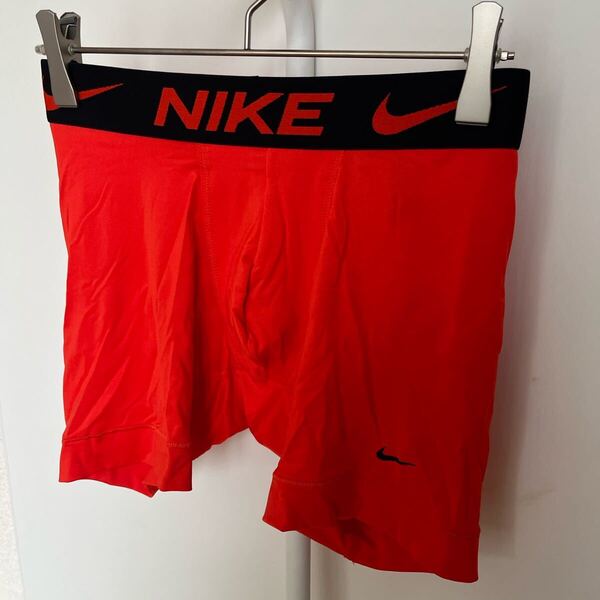 NIKE ナイキ ロングボクサー S(XS) オレンジ スポーツインナー ナイロンストレッチ ボクサーパンツ ロング丈 メンズインナー 下着