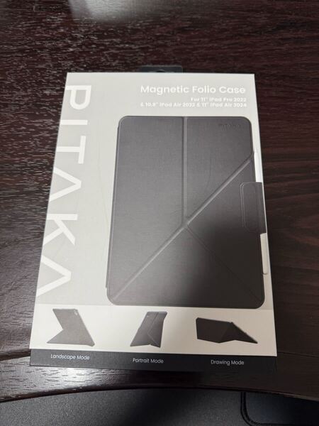 PITAKA iPad Air 11インチ ケース(M3/M2、2025/2024)、iPad Air 2022/2020 iPadスタンド MagEZ Folio 2/ブラック