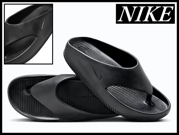 送無 新品 24SS NIKE ナイキ FD4119-001 カーム フリップ フロップ 軽量 弾力性インソール シャワー ビーチ サンダル シューズ 黒 27.0 ①