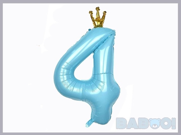 新品 バースデー 王冠 バルーン 風船 数字「4」 誕生日 ブルー 記念日 100cm 40インチ お子様や友人や家族の誕生日 大切な方への記念日等