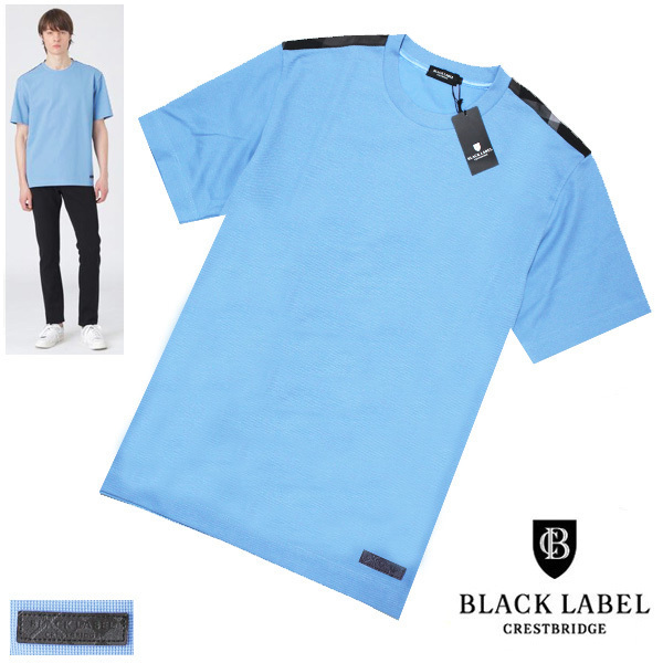 送料無料 定1.5万 新品LL(4)ブラックレーベル クレストブリッジCBチェック ストレッチ パールニット半袖TシャツBLACK LABEL CRESTBRIDGE XL